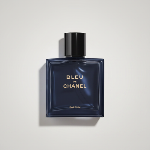 Bleu de Chanel Parfum — fondo gris perla