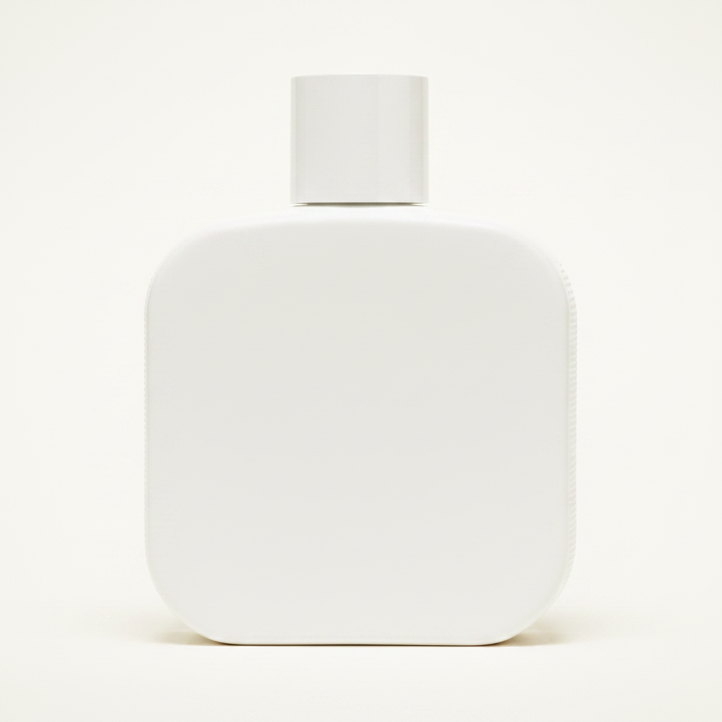 Inspirado en L.12.12 Blanc Lacoste — frasco blanco mate cuadrado