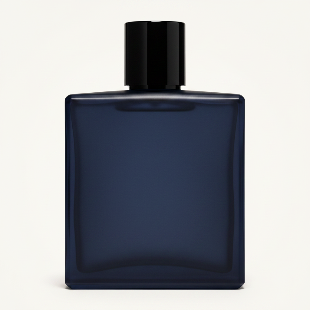 Inspirado en Bleu de Chanel — frasco azul marino profundo minimalista