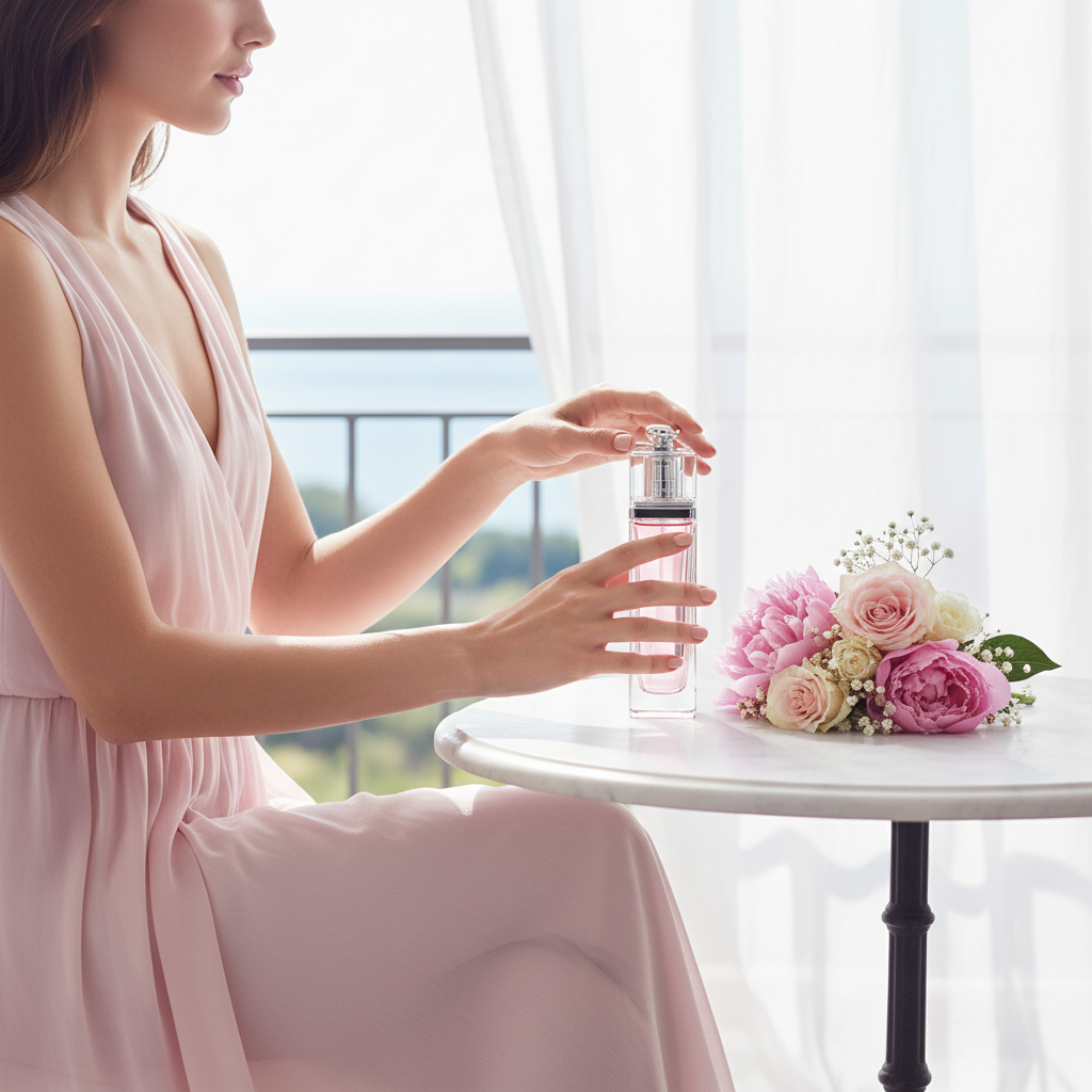 Escena de uso — fragancia femenina fresca y delicada