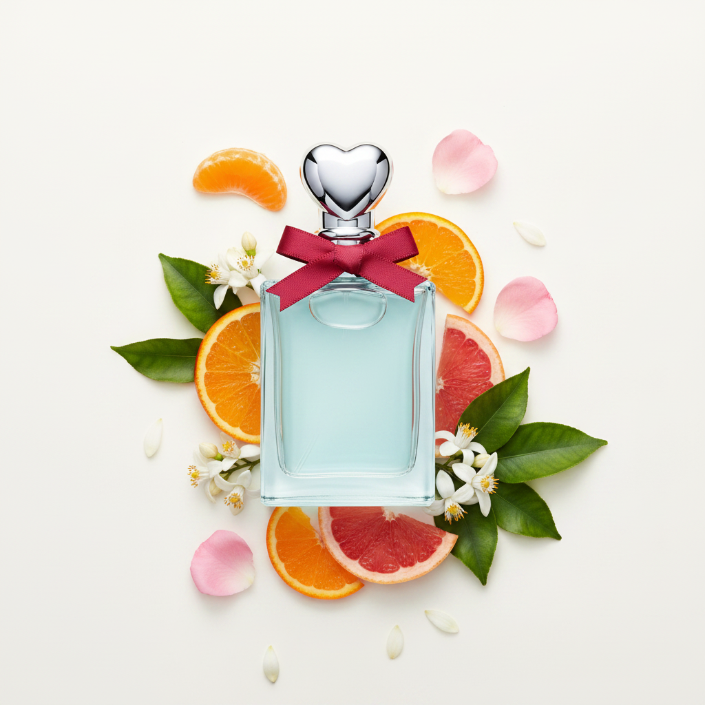 Notas aromáticas — naranja, grosella, peonía, jazmín y ámbar