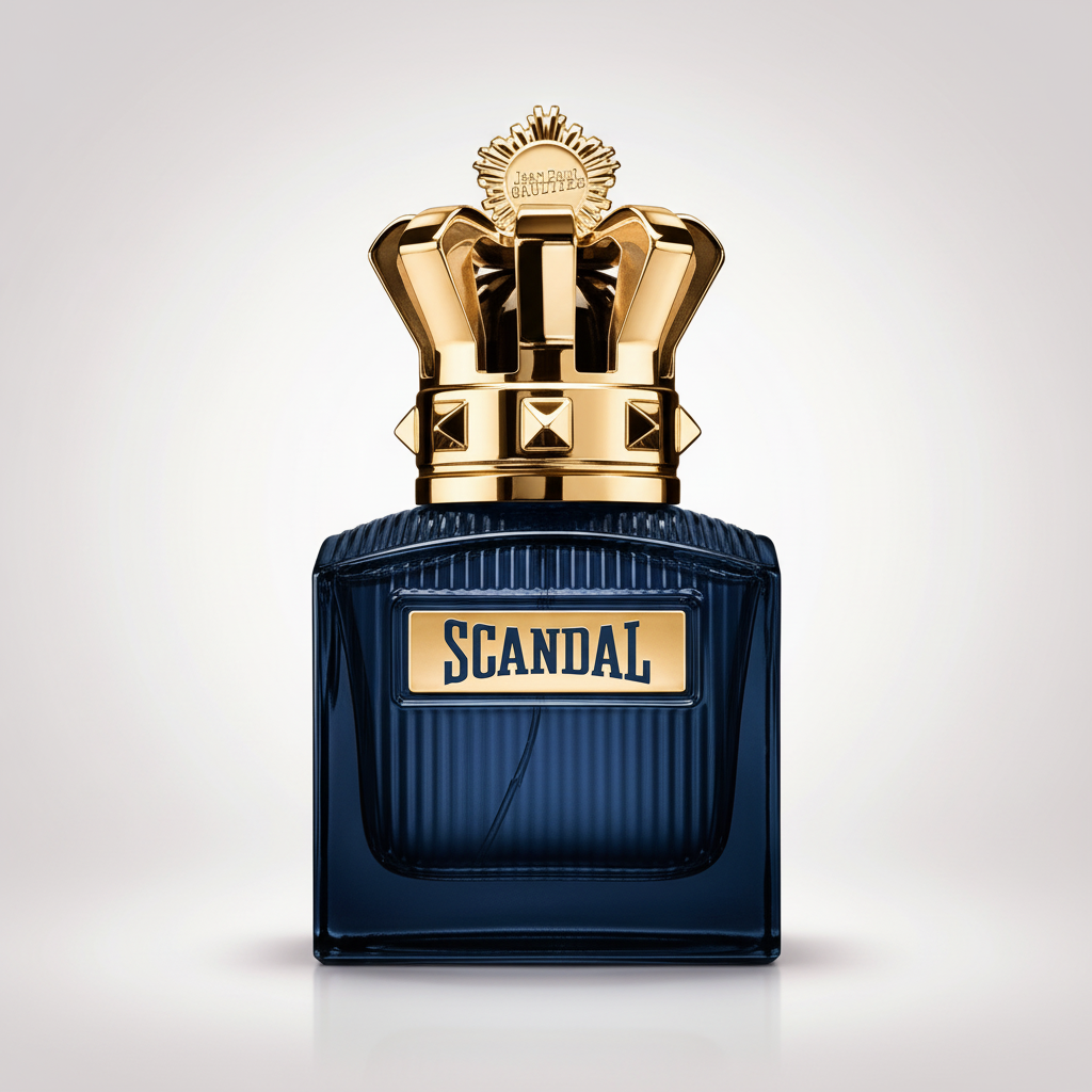 Scandal Pour Homme Intense — fondo gris perla